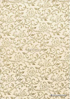 Flat Foil Espalier Quartz Chiffon with Gold foiled design, handmade recycled paper | PaperSource