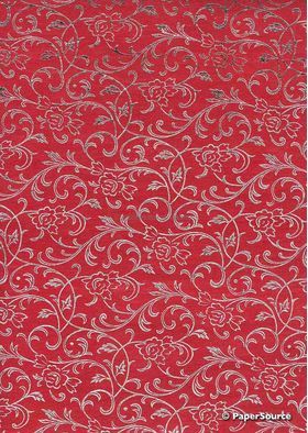 Flat Foil Espalier | Silver Foil on Red Chiffon 120gsm A4 paper | PaperSource