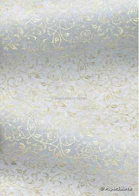 Flat Foil Espalier | White Chiffon with Gold foiled floral vine pattern - curled | PaperSource