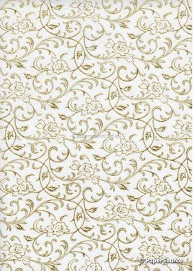 Flat Foil Espalier White Chiffon with Gold foiled design, handmade recycled paper | PaperSource