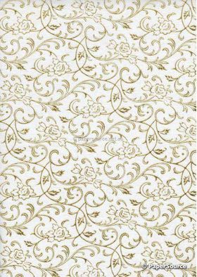 Flat Foil Espalier | White Chiffon with Gold foiled floral vine pattern | PaperSource