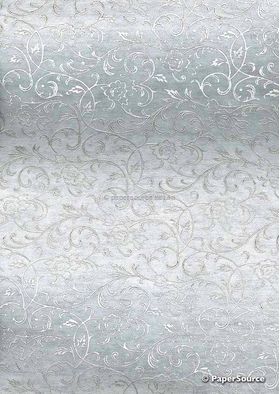 Flat Foil Espalier White Chiffon with Silver foiled design, handmade recycled paper | PaperSource