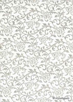 Flat Foil Espalier | White Chiffon with Silver foiled floral vine pattern | PaperSource Flat Foil Espalier | White Chiffon with Silver foiled floral vine pattern | PaperSource