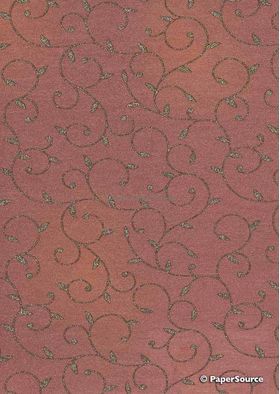 Chiffon Print | Luxe Chocolate Brown Chiffon with Delicate Silver Swirly Vine pattern on A4 | PaperSource