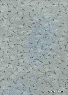 Chiffon Print | Luxe Silver Chiffon with Delicate Silver Swirly Vine pattern on A4 | PaperSource