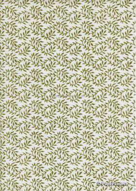 Chiffon Print | Greenery White Chiffon with Green Leafy Vine pattern, A4 | PaperSource