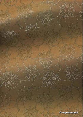 Chiffon Print | Geo Mink Brown Chiffon with Silver Glitter circle abstract pattern, A4 - curled | PaperSource