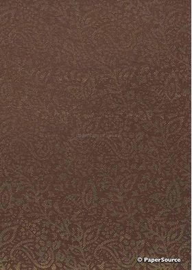 Chiffon Print | Reminisce Brown Chiffon with Gold foil print Paisley pattern, A4 | PaperSource