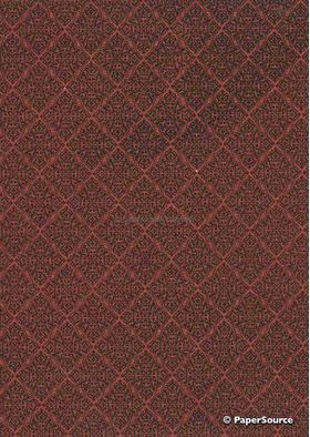 Chiffon Print | Baroque Maroon Chiffon with Black Damask Print, A4 | PaperSource