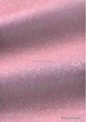 Chiffon Print | Paisley Vine Pink Chiffon with a subtle white pattern, A4 - curled | PaperSource