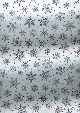 Flat Foil Snowflake | White Chiffon with Black foiled Winter or Christmas pattern, A4 - curled | PaperSource