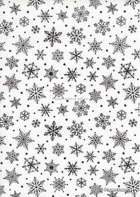 Flat Foil Snowflake | White Chiffon with Black foiled Winter or Christmas pattern, A4 | PaperSource