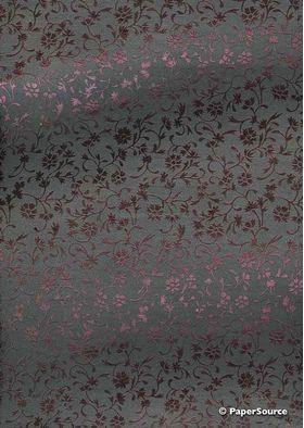 Flat Foil Aster | Gunmetal Foil on Charcoal Grey Chiffon A4 - curled | PaperSource