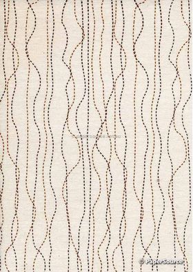 Chiffon Print | Dashing Pearl Chiffon with Brown Dashed Wavy Stripe pattern, A4 | PaperSource