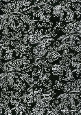 Chiffon Print | Bandana Black Chiffon with Silver Paisley Print, A4 - curled | PaperSource Chiffon Print | Bandana Black Chiffon with Silver Paisley Print, A4 - curled | PaperSource