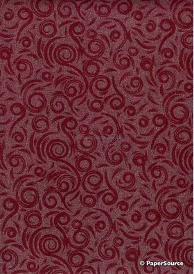 Chiffon Print | Curlique Maroon Chiffon with deeper Maroon tone Swirl pattern, A4 | PaperSource