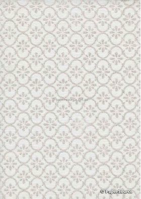 Chiffon Persian White with Silver and Glitter Floral Print A4 paper | PaperSource