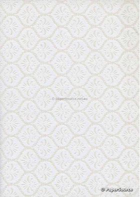 Chiffon Arabesque White with Silver and Glitter Floral Print A4 paper | PaperSource