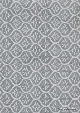 Chiffon Arabesque on dark background - White with Silver and Glitter Floral Print A4 paper | PaperSource Chiffon Arabesque on dark background - White with Silver and Glitter Floral Print A4 paper | PaperSource