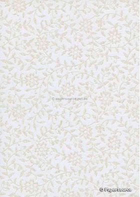 Chiffon Print | Intricate White Chiffon with Silver Glitter shown on white background | PaperSource