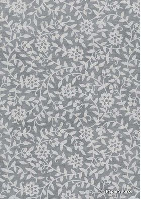 Chiffon Intricate White with Silver and Glitter Floral Print A4 paper | PaperSource