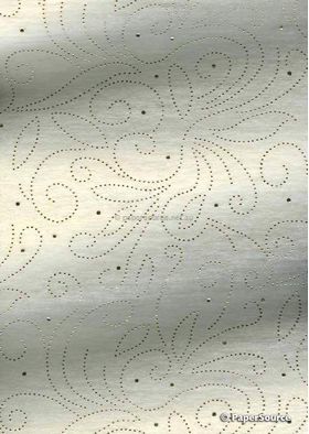 Precious Metal | Flourish Gold raised foil swirl pattern on Ivory Chiffon, a sheer shimmery A4 fabric sheet - curled | PaperSource