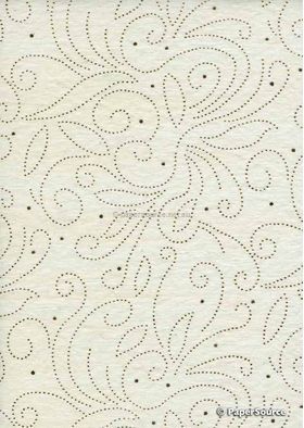 Precious Metal | Flourish Gold raised foil swirl pattern on Ivory Chiffon, a sheer shimmery A4 fabric sheet | PaperSource