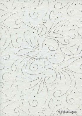 Precious Metal | Flourish Silver raised foil swirl pattern on White Chiffon, a sheer shimmery A4 fabric sheet | PaperSource