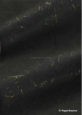 Silk Plain Lurex | Black with Gold Lurex Threads 90gsm Recycled Printable Handmade Paper | PaperSource