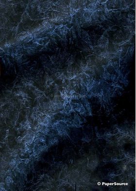 Batik Metallic | Black with Blue 120gsm Handmade Recycled A4 Paper-curled | PaperSource
