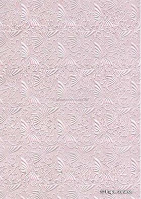 Embossed Oriental Butterfly Light Pink Matte A4 handmade, recycled paper | PaperSource