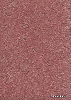 Embossed Bouquet Red Brown Matte A4 handmade, recycled paper | PaperSource