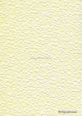 Embossed Spring Daisy Letterpress, Lemon on White, Handmade Recycled paper. Clearance item | PaperSource