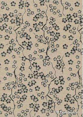 Flat Foil Sakura Cherry Blossom | Silver Foil on Champagne Pearlescent A4 handmade recycled paper | PaperSource