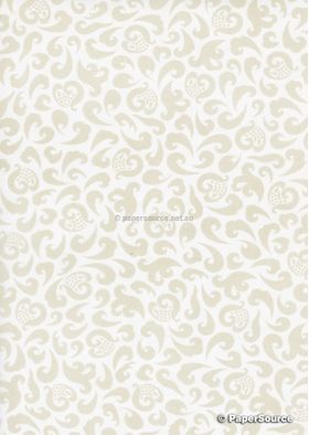 Vellum Patterned | Heart Swirl, a gold pattern on Transparent A4 112gsm paper. Also known as Trace, Translucent or Tracing paper, Parchment or Pergamano. | PaperSource