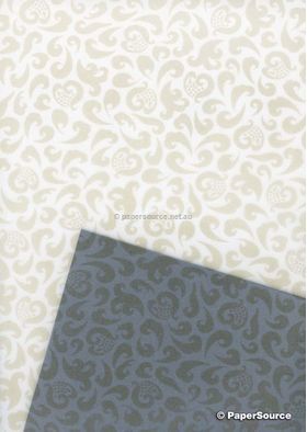 Vellum Patterned | Heart Swirl, a gold pattern on Transparent A4 112gsm paper. Also known as Trace, Translucent or Tracing paper, Parchment or Pergamano. | PaperSource