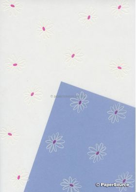 Vellum Patterned | Daisy, a white daisy with pink centres on a Transparent A4 112gsm paper. Also known as Trace, Translucent or Tracing paper, Parchment or Pergamano. | PaperSource