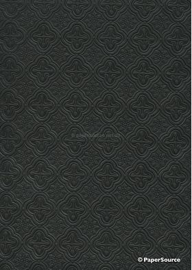 Embossed Quatrefoil Black Matte A4 handmade, recycled paper | PaperSource