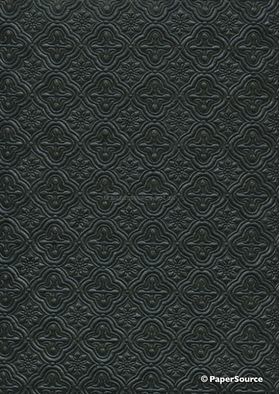 Embossed Quatrefoil Onyx Black Pearlescent A4 handmade, recycled paper | PaperSource