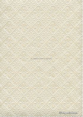Embossed Quatrefoil Opal Ivory Pearl Pearlescent A4 handmade, recycled paper | PaperSource