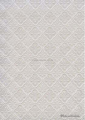 Embossed Quatrefoil Quartz Pearl Pearlescent A4 handmade, recycled paper | PaperSource