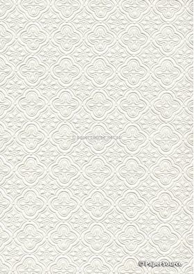 Embossed Quatrefoil White Matte A4 Handmade, Recycled paper | PaperSource