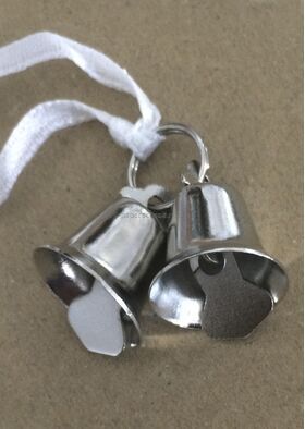 Pair of Silver Bells with tie ribbon
