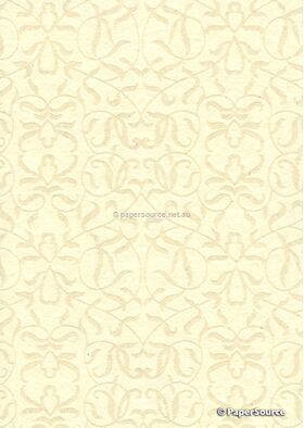 Journal A5 | Flocked Filigree with Ivory pattern on ivory handmade paper. 50 blank smooth white pages with hard cover | PaperSource