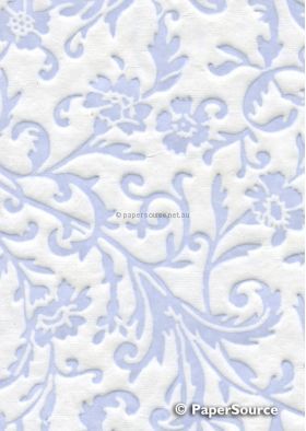 Embossed Florentine Light Blue, Matte Letterpress, handmade recycled paper, Detail view | PaperSource