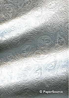 Embossed Foil Paisley | Silver handmade 150gsm recycled A4 paper-curled | PaperSource
