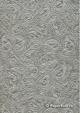 Embossed Foil Paisley | Silver handmade 150gsm recycled A4 paper | PaperSource