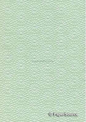 Embossed Daisy Circles Pastel Green Pearlescent A4 handmade, recycled paper | PaperSource
