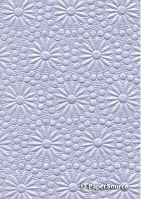 Embossed Daisy Circles Pastel Lilac Pearlescent A4 handmade, recycled paper close up | PaperSource