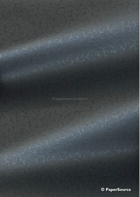 Embossed | Rococo Onyx Black Pearlescent A4 120gsm paper curled | PaperSource